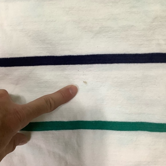 Lands’ End Men’s Authentic Rugby Shirt Striped White Polo Size Large - Picture 8 of 11